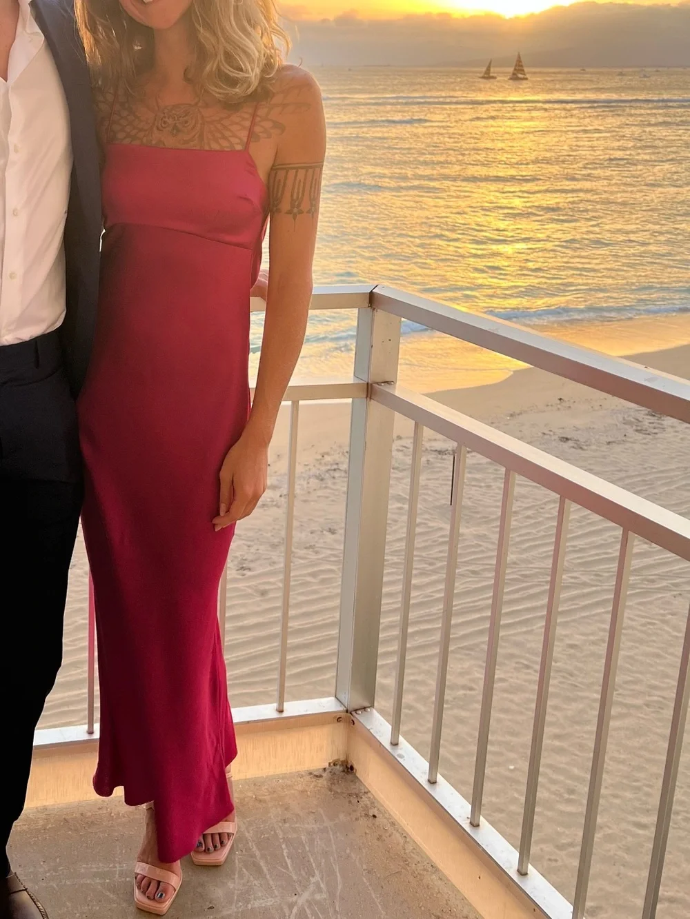 Abercrombie & Fitch Hot Pink Dress - Magenta Maxi Slip Dress Sleek